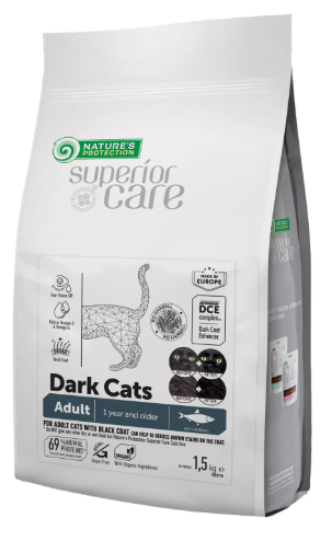 Nature's Protection Superior Care Siyah/gri Tüylü Kediler Için Tahılsız Ringa Balıklı Kedi Maması 1,5 Kg