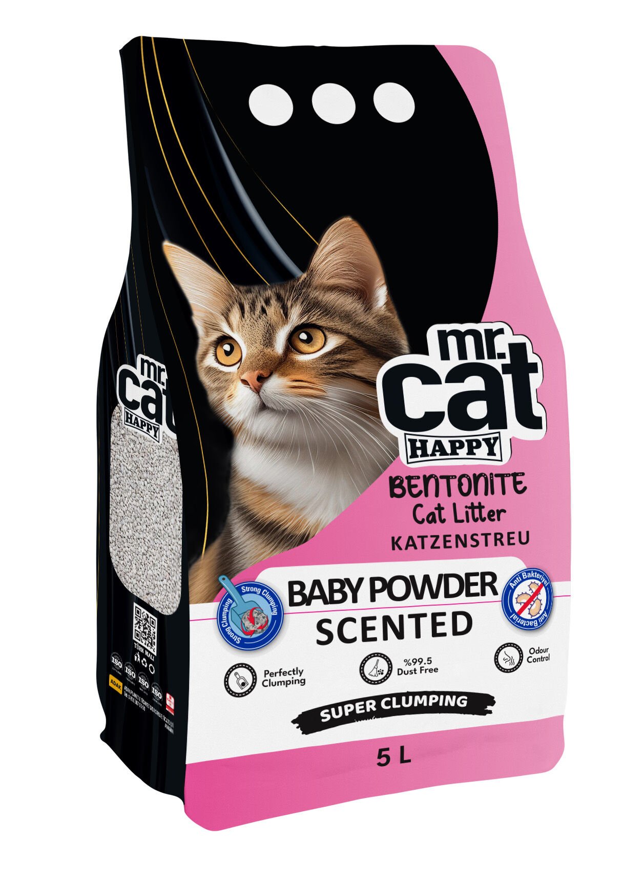 Mr. Cat Happy Pudralı Topaklanan Kedi Kumu 5 L