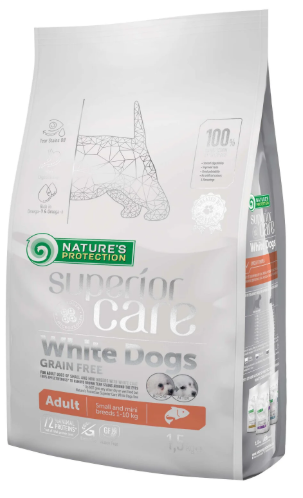Nature's Protection Superior Care Beyaz Tüylü Köpekler İçin Tahılsız Somonlu Küçük Irk Köpek Maması 1,5kg