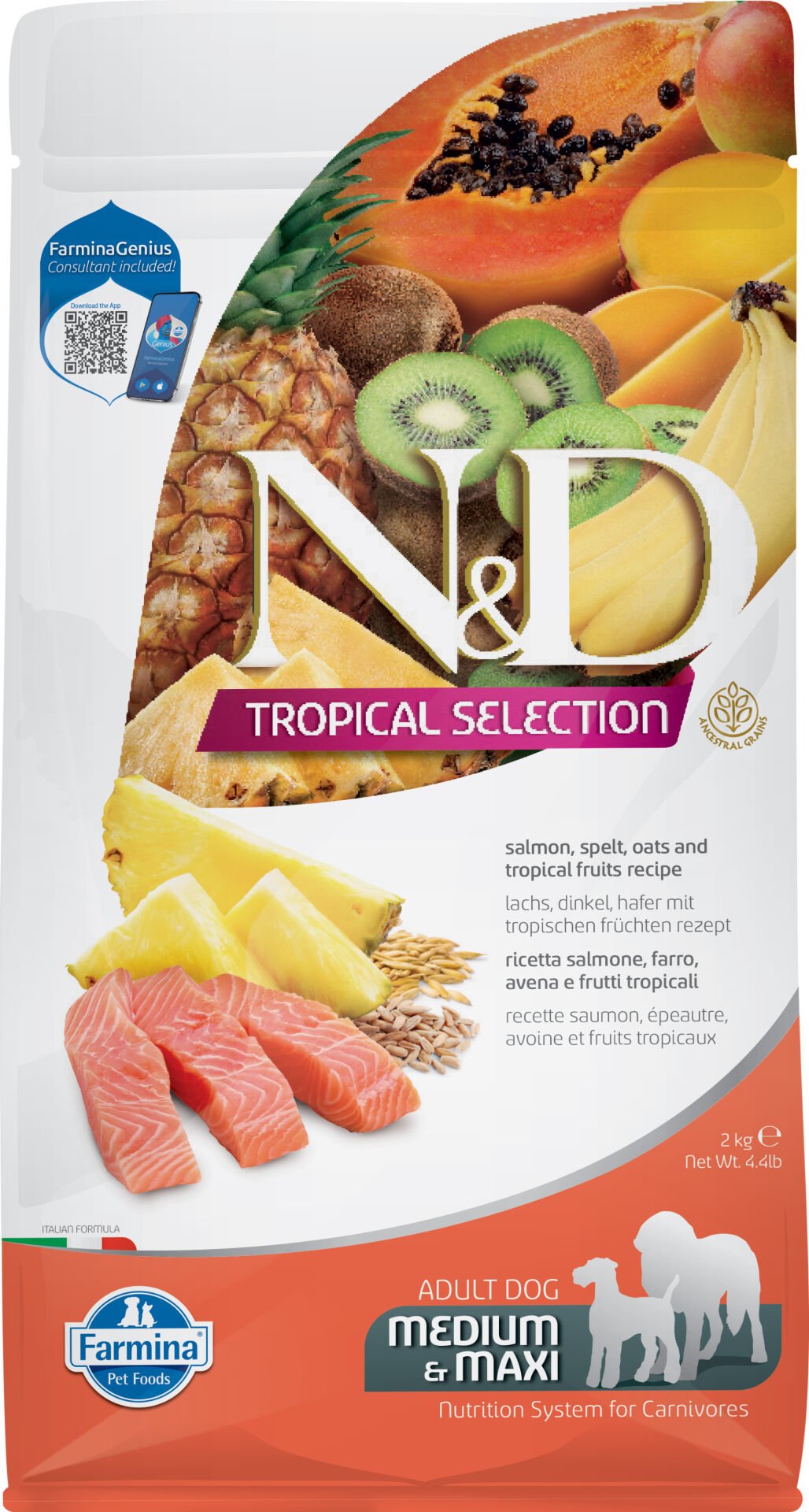 ND Tropical Selection Somon ve Meyveli Orta ve Büyük Irk Yetişkin Köpek Maması 2 Kg