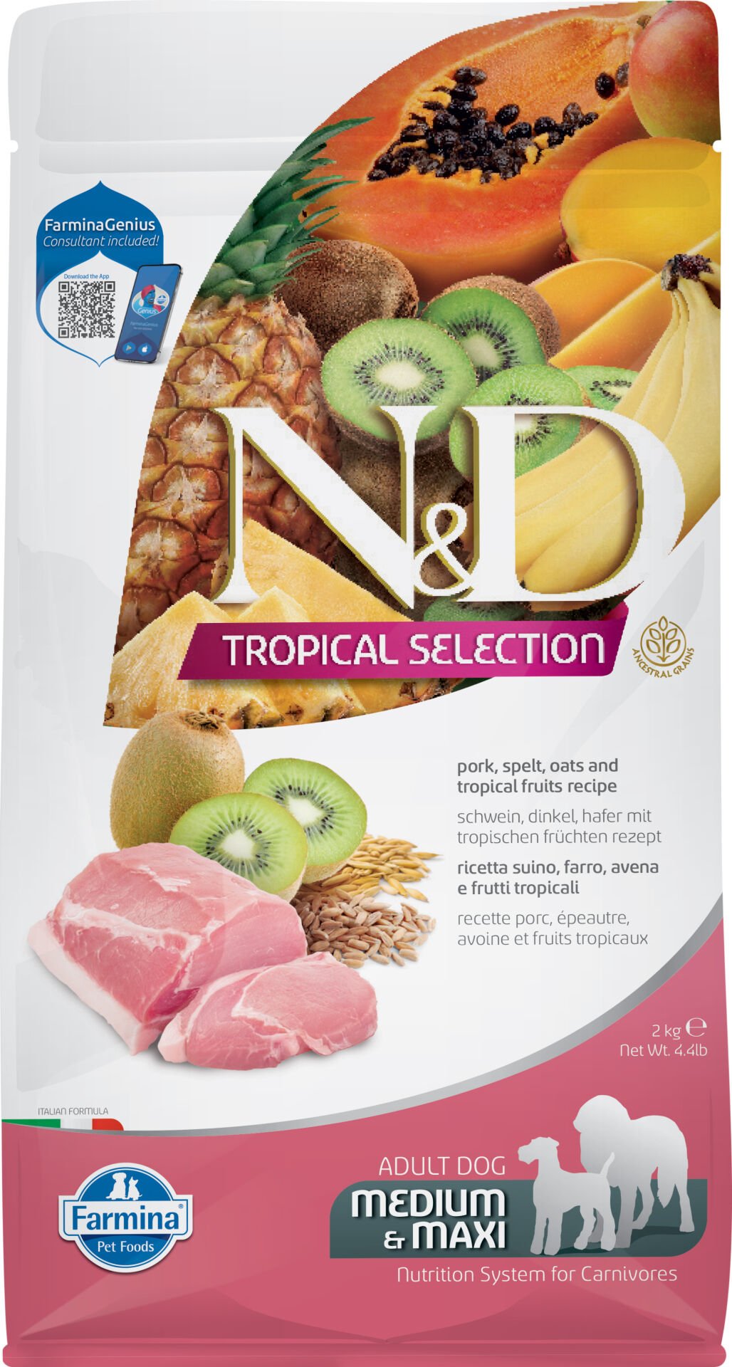 ND Tropical Selection Domuz Etli Meyveli Orta ve Büyük Irk Yetişkin Köpek Maması 2 Kg