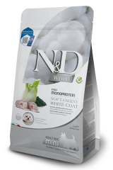 ND White Coat Levrek ve Spirulina Beyaz Tüylü Mini Irk Tahılsız Köpek Maması 2 Kg