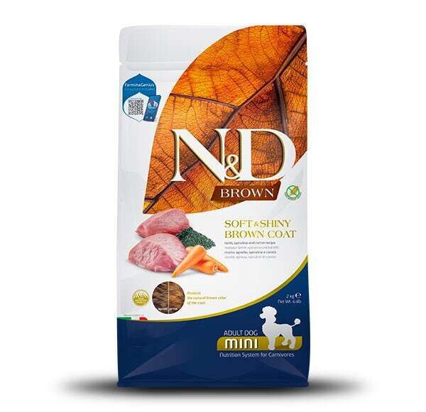 ND Brown Kuzu ve Havuç Kahverengi Tüylü Mini Irk Tahılsız Köpek Maması 2 Kg