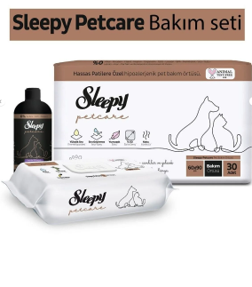 Sleepy Petcare Bakım Seti ( 30'lu Pet Bakım Örtüsü + 60 Yaprak Islak Havlu + 500 Ml Şampuan )