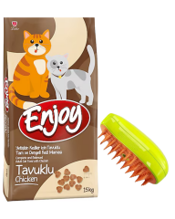 Enjoy Tavuklu Yetişkin Kedi Maması 15 Kg Buharlı Kedi Tarağı Hediyeli