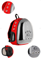 Şeffaf Astronot Kedi Taşıma Çantası Kırmızı