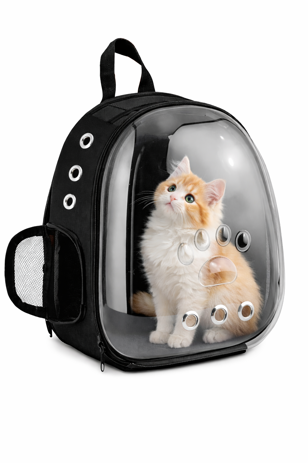 Şeffaf Astronot Kedi Taşıma Çantası Siyah