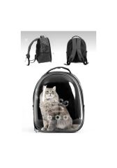 Şeffaf Astronot Kedi Taşıma Çantası Siyah
