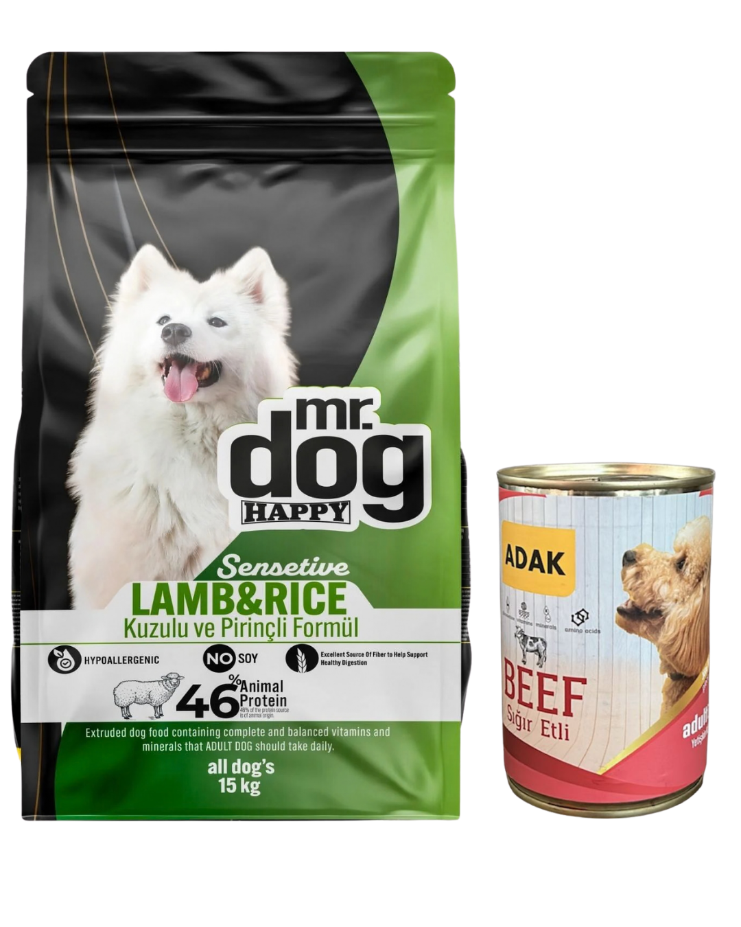 Mr. Dog Happy Kuzu Etli Ve Pirinçli Yetişkin Köpek Maması 15 KG Konserve Hediyeli