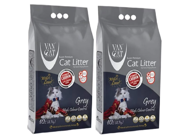 Vancat Aktif Karbonlu 10 lt 2'li İnce Taneli Bentonit Kedi Kumu