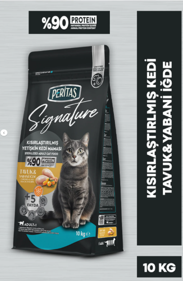 PERİTAS Signature Tavuklu Kısırlaştırılmış Yetişkin Kedi Maması 10 KG