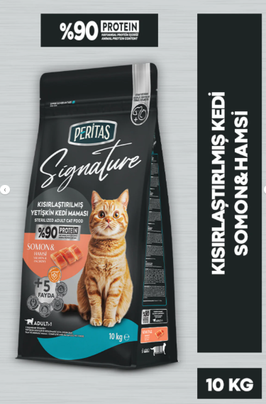 PERİTAS Signature Somonlu Kısırlaştırılmış Yetişkin Kedi Maması 10 KG