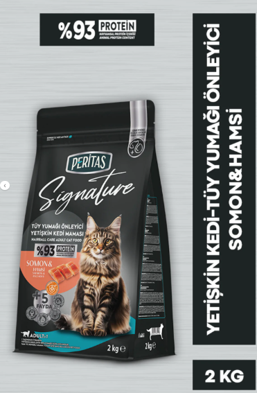 PERİTAS Signature Somonlu Yetişkin Tüy Yumağı Önleyici Kedi Maması 2 KG