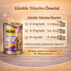 ADAK Gourmet Yetişkin Kedi Konservesi Sığır ve Tavuk Etli 415 Gr x 24 Adet