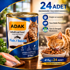 ADAK Balıklı Konserve Kedi Maması 415g x 24 Adet Yaş Kedi Maması