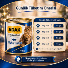 ADAK Balıklı Konserve Kedi Maması 415g x 24 Adet Yaş Kedi Maması