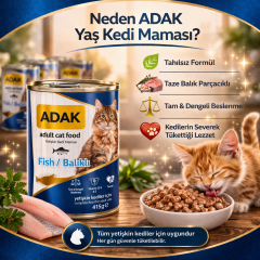 ADAK Balıklı Konserve Kedi Maması 415g x 48 Adet Yaş Kedi Maması