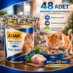ADAK Balıklı Konserve Kedi Maması 415g x 48 Adet Yaş Kedi Maması