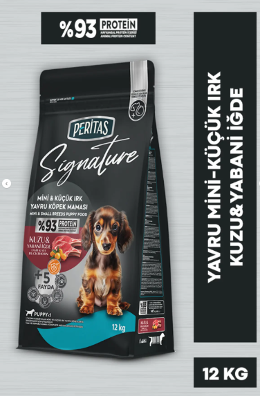 PERİTAS Signature Kuzulu Küçük Irk Yavru Köpek Maması 12 Kg